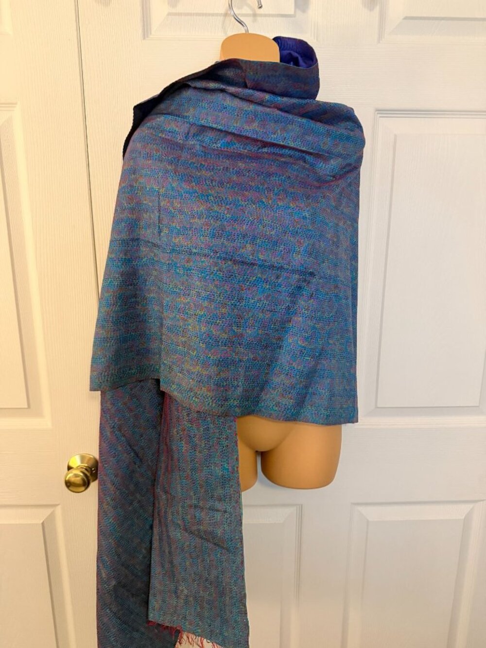 Large 100% Silk Kantha Scarf Wrap Shawl Made in India